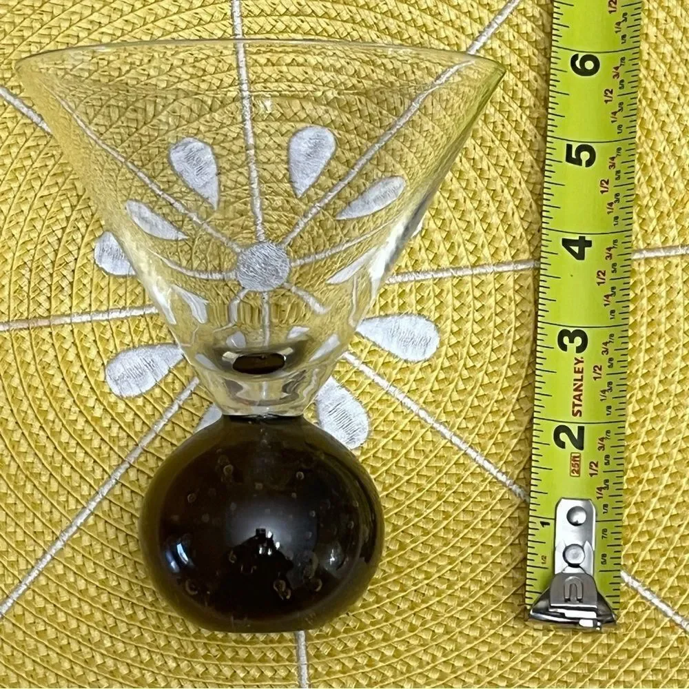 Set Of 2 Martini, Vodka Cocktail Bottom Bubble Glasses